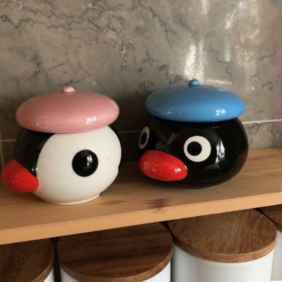 Pingu Pinga Ceramic Containers with Lids, Tray, & Box (NEW) - Picture 1 of 5